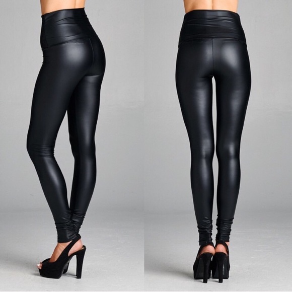 NWT Slim & Sexy Black faux vegan leather leggings! - Picture 4 of 4